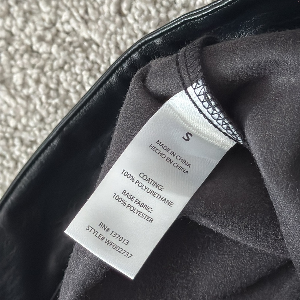 Wildfox Faux Leather Slit Hem Straight Leg Pants, Black - Size S - Picture 7 of 7